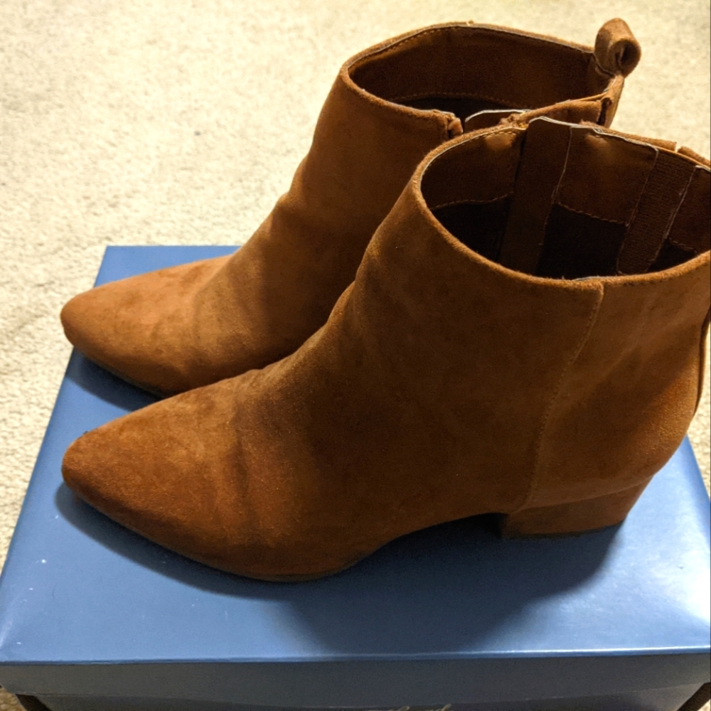 Cognac ankle boots
